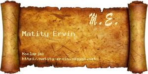 Matity Ervin névjegykártya